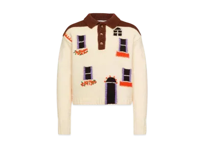 JW ANDERSON House Intarsia Polo Sweater "White"