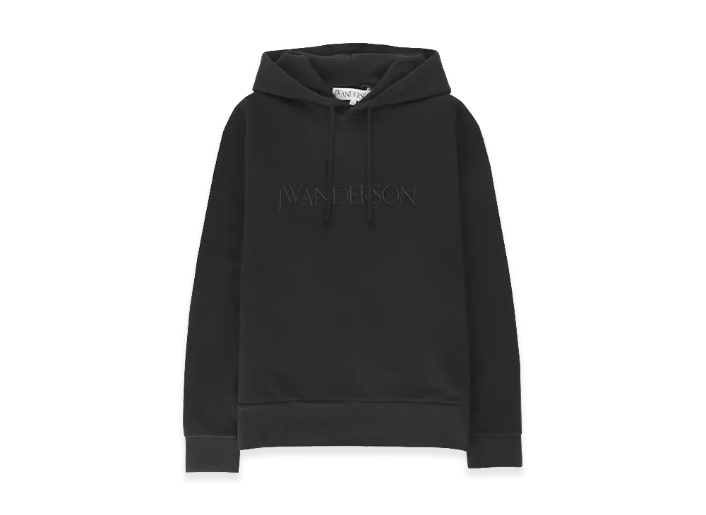 JW ANDERSON Embossed Logo Popover Hoodie "Black"