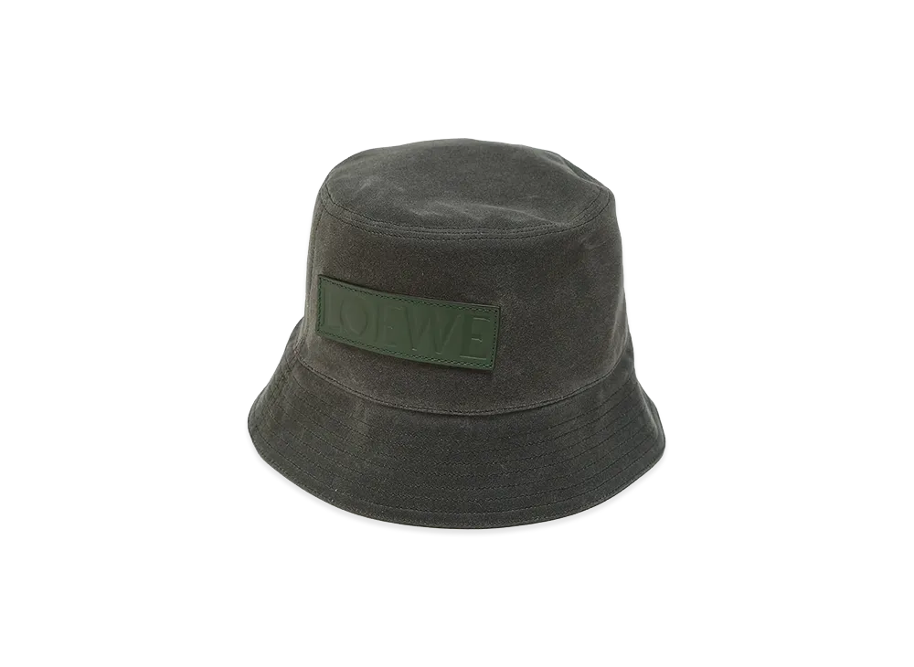 LOEWE Women's Waxed Canvas & Calf Bucket Hat "Green"