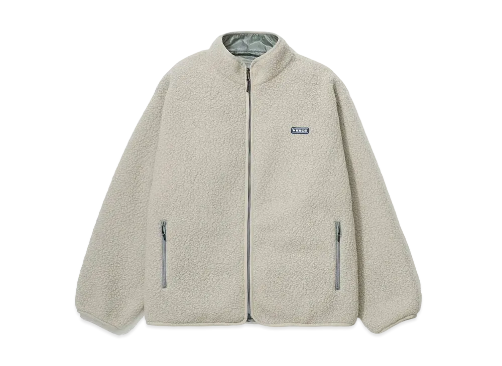 KEBOZ x NANGA Reversible Boa Jacket "Ivory/Silver"