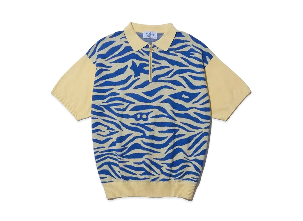 KEBOZ Zebra Knit S/S Polo "Yellow/Royal Blue"