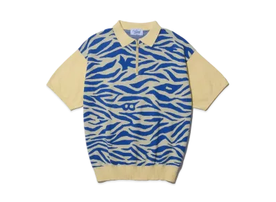 KEBOZ Zebra Knit S/S Polo "Yellow/Royal Blue"