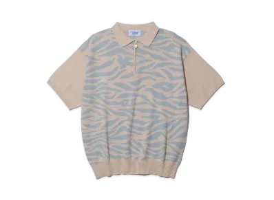 KEBOZ Zebra Knit S/S Polo "Beige/Mint"