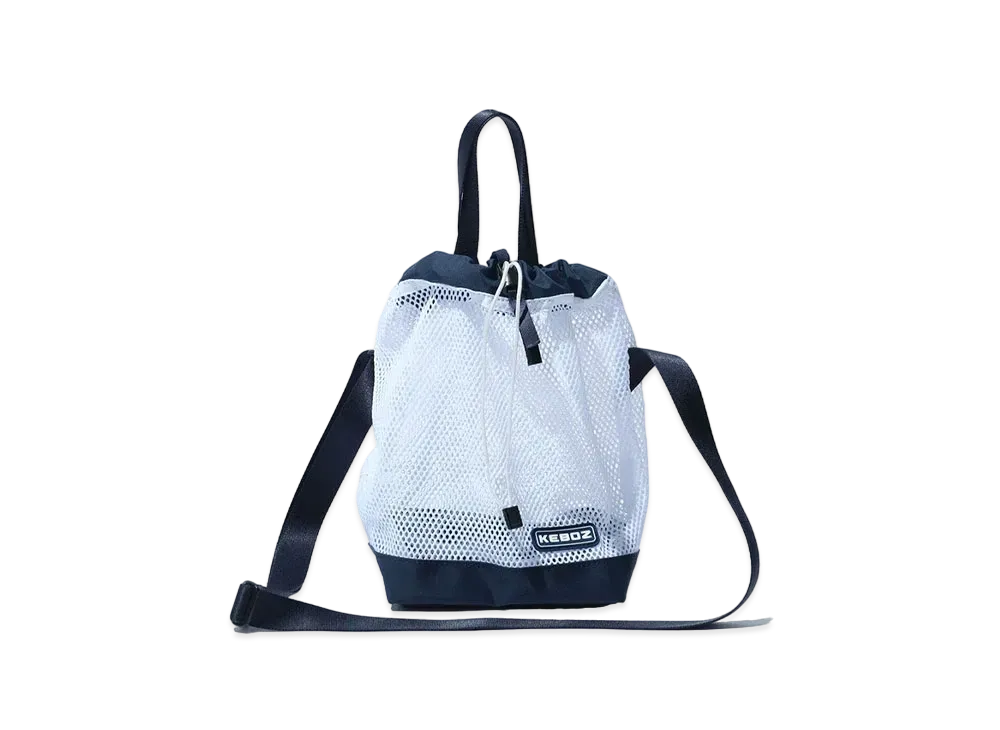 KEBOZ Mesh Drawstring Pouch "White/Navy"