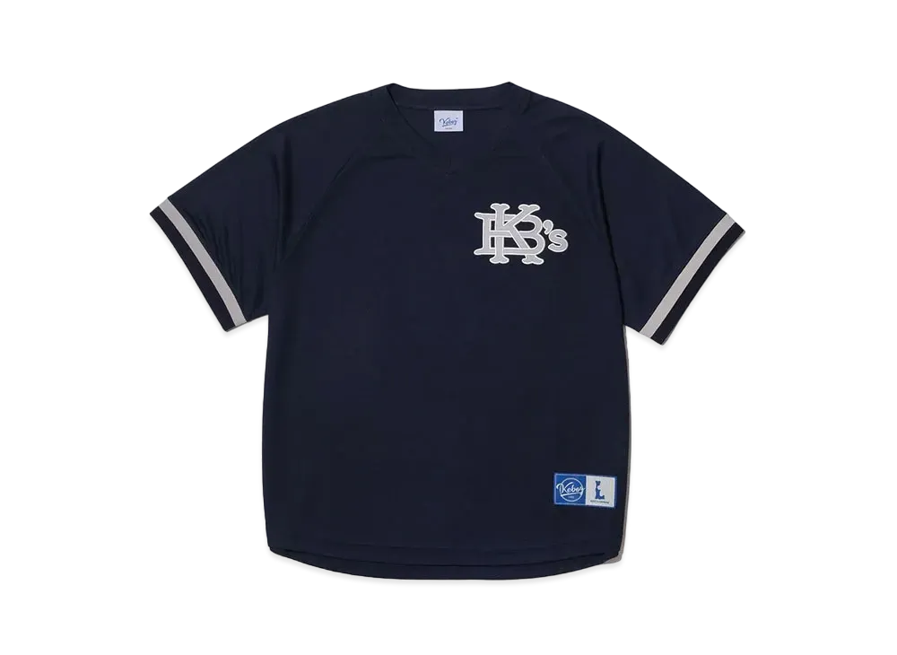 KEBOZ Mesh V Neck Baseball Shirt "Navy"