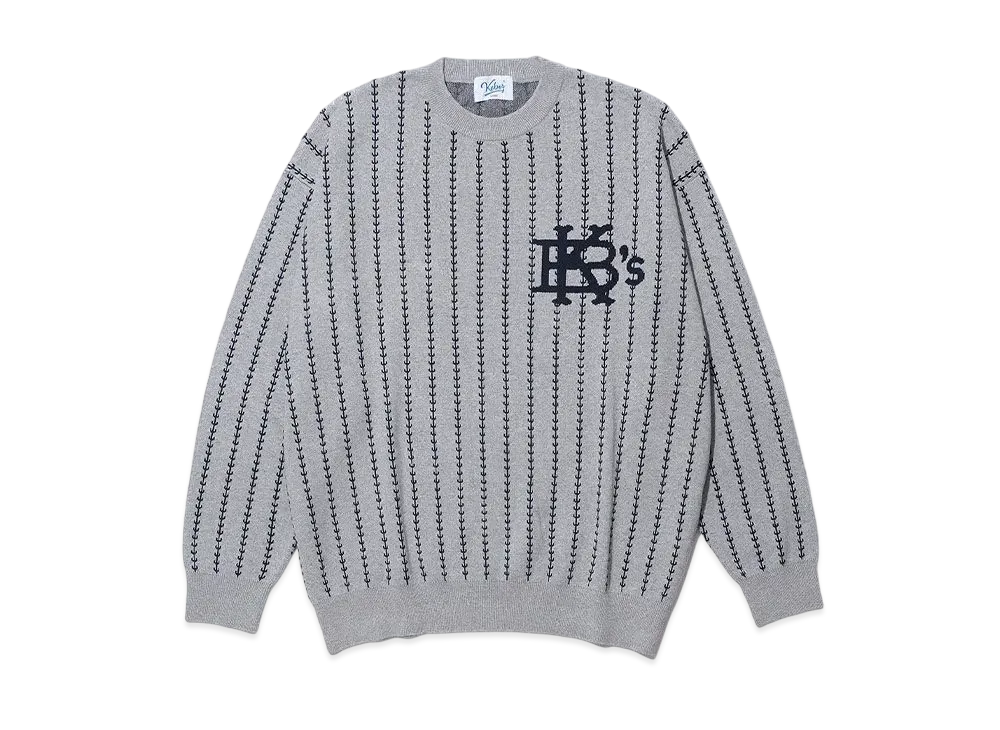 KEBOZ Efg Stripe Knit Crewneck "Gray"