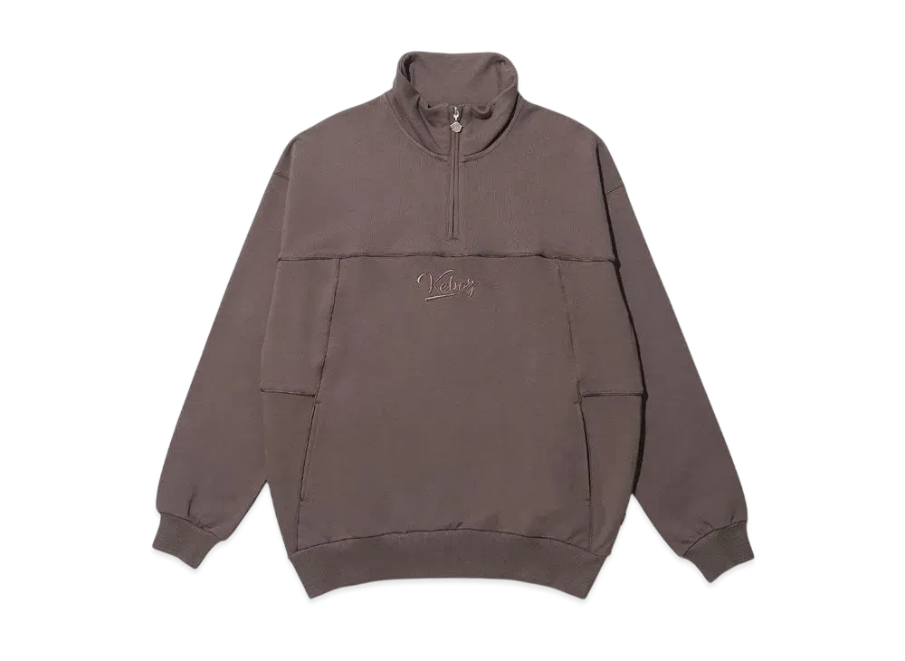 KEBOZ Piping Half Zip Sweat Pullover "Walnut"