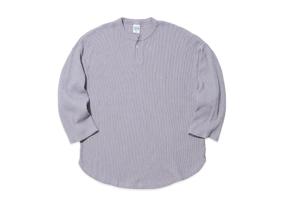 KEBOZ 2Tone Heavy Weight Waffle Henley Neck "Gray"