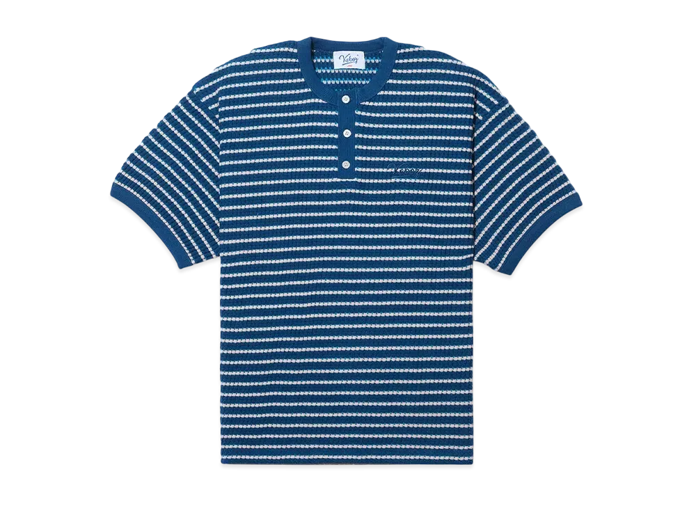 KEBOZ Waffle Border S/S Tee "Blue/Beige"