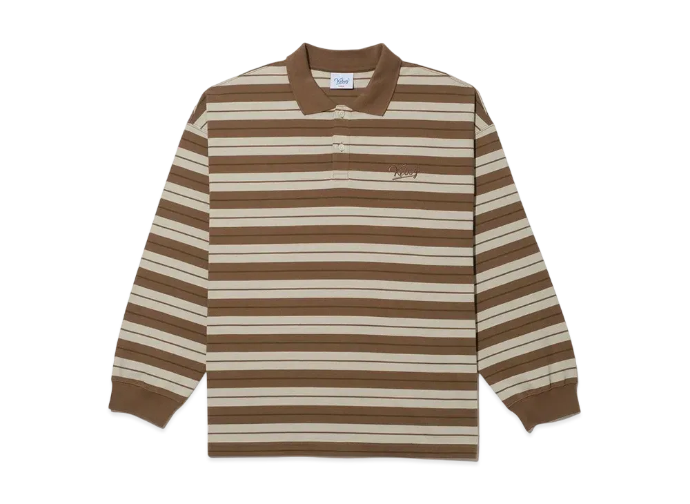 KEBOZ Border Kanoko L/S Polo "Brown/Cream"
