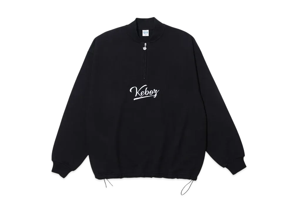 KEBOZ Half Zip Sweat Varsity Jacket "Black"