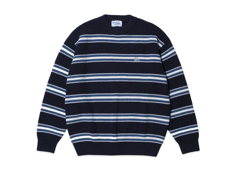 KEBOZ Border Knit Sweater "Gray"