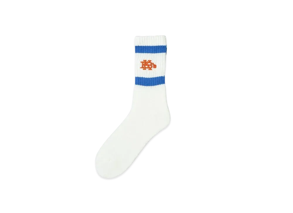 KEBOZ Efg White Pile Socks "Blue/Orange"