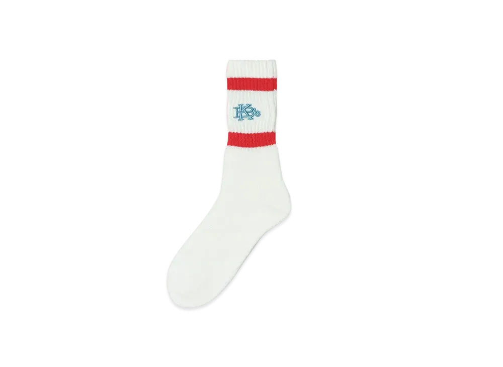 KEBOZ Efg White Pile Socks "Red/Sky Blue"