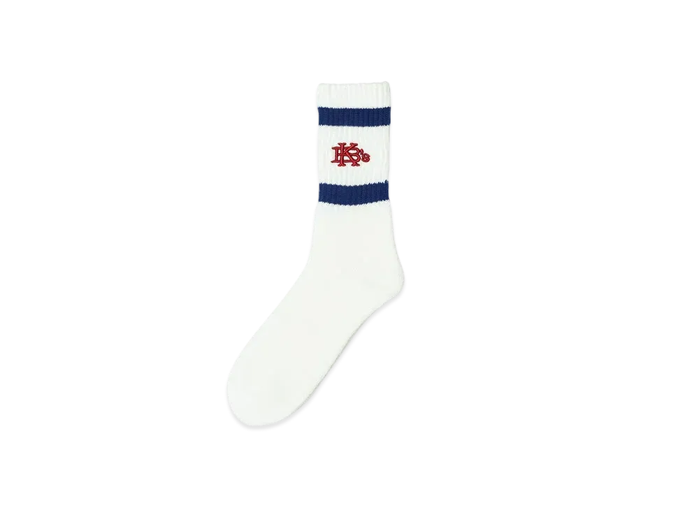KEBOZ Efg White Pile Socks "Navy/Red"