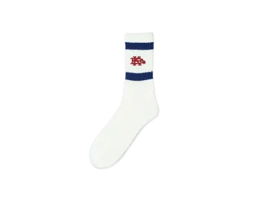 KEBOZ Efg White Pile Socks "Navy/Red"