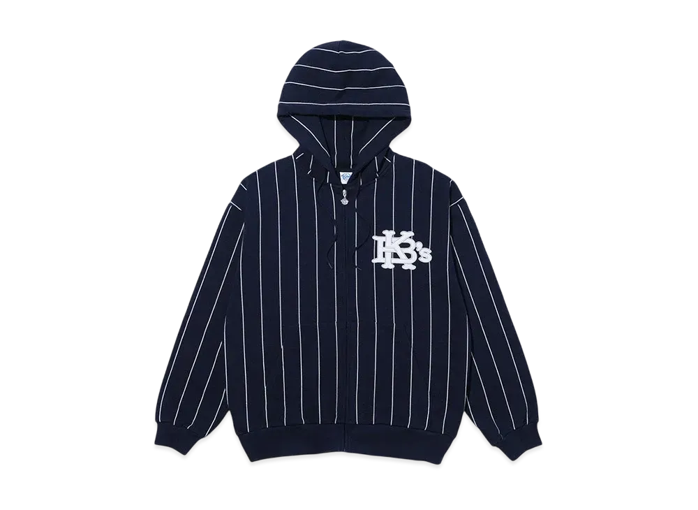 KEBOZ Stripe Sweat Full Zip Hoodie "Navy"
