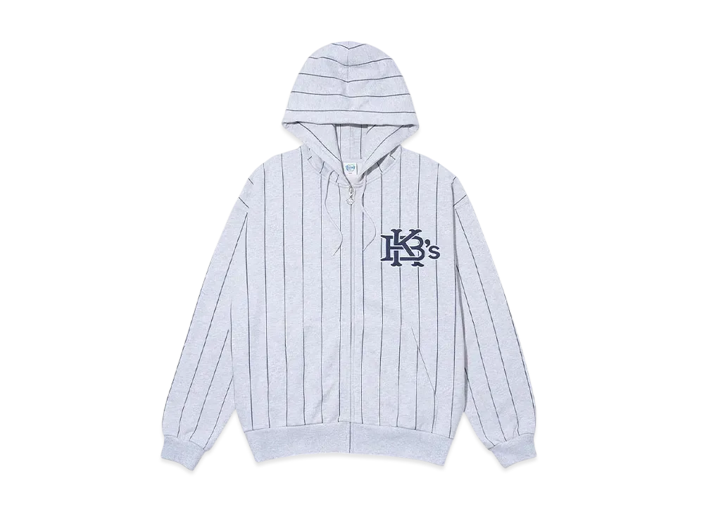 KEBOZ Stripe Sweat Full Zip Hoodie "Gray"