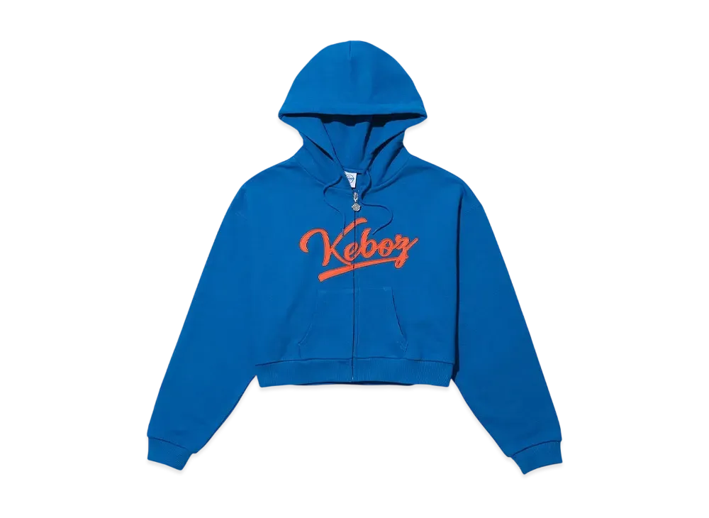 KEBOZ Icon Logo Cropped Full Zip Hoodie "Cerulean"