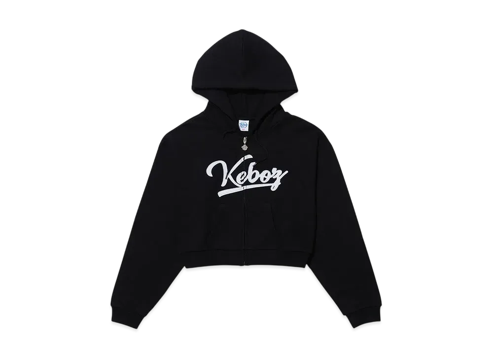 KEBOZ Icon Logo Cropped Full Zip Hoodie "Black"