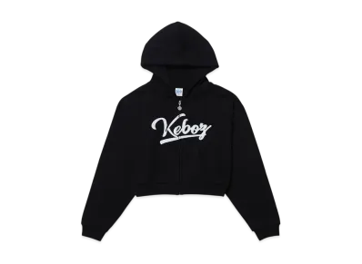 KEBOZ Icon Logo Cropped Full Zip Hoodie "Black"