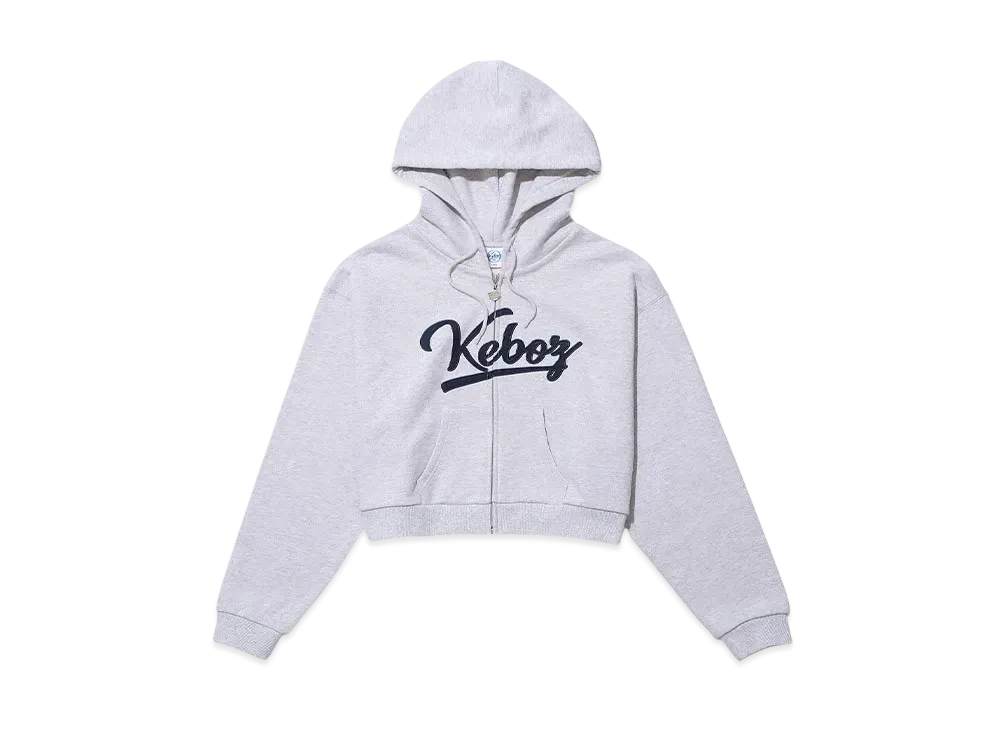 KEBOZ Icon Logo Cropped Full Zip Hoodie "Gray"