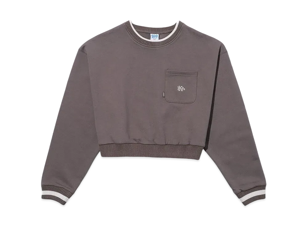 KEBOZ Small Efg Pocket Cropped Crewneck "Walnut"
