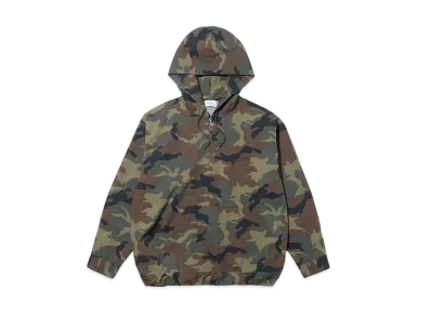 KEBOZ Cotton Ripstop Half Zip Hooded Shirt "Camo"