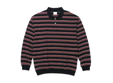 KEBOZ Border L/S Polo "Black/Burgundy"