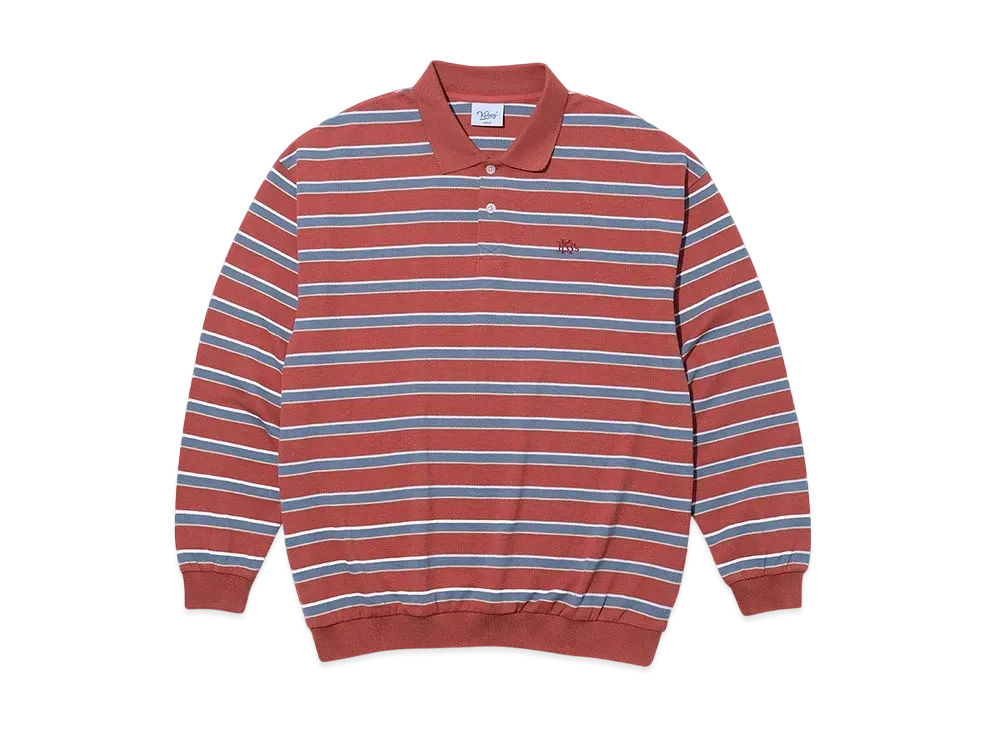 KEBOZ Border L/S Polo "Burgundy/Blue"