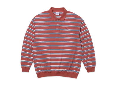 KEBOZ Border L/S Polo "Burgundy/Blue"