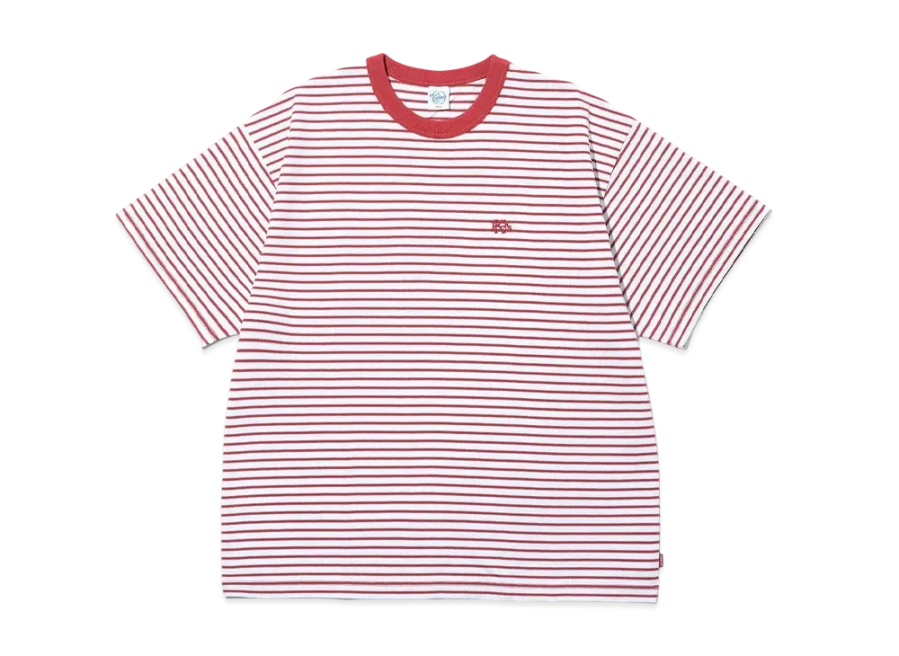 KEBOZ Multi Border S/S Tee "Burgundy/White"