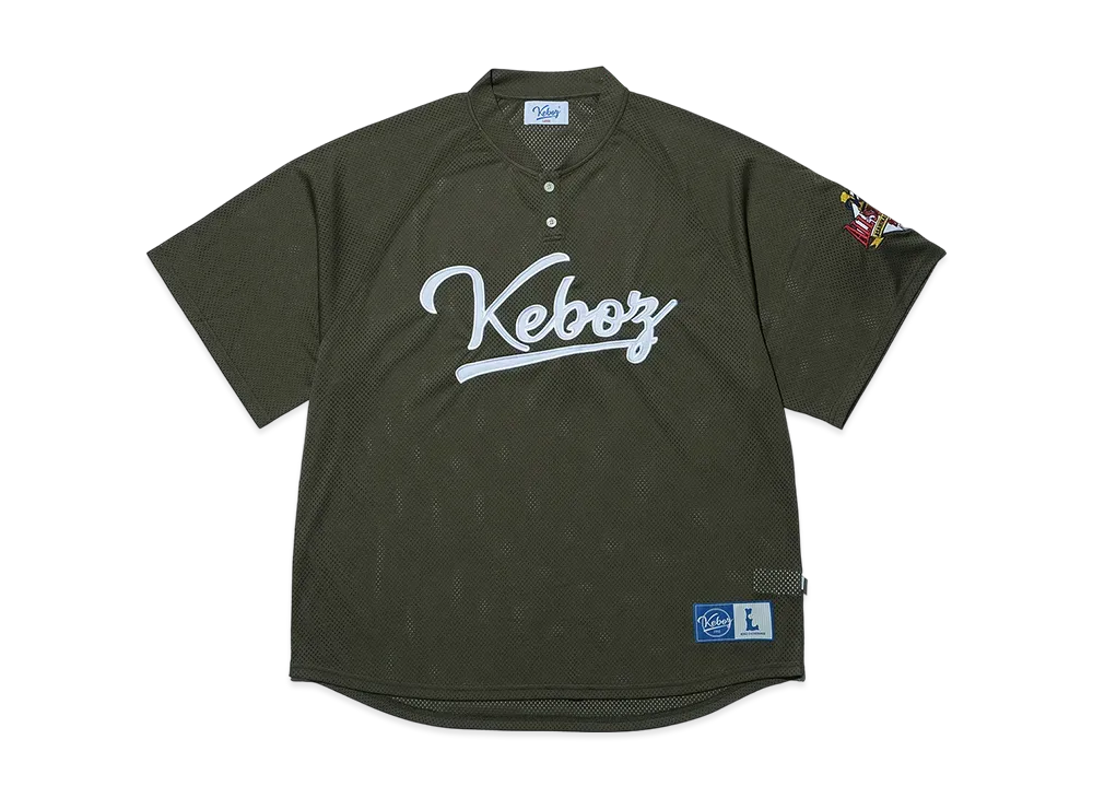 KEBOZ Icon Mesh Baseball Henley "Olive"