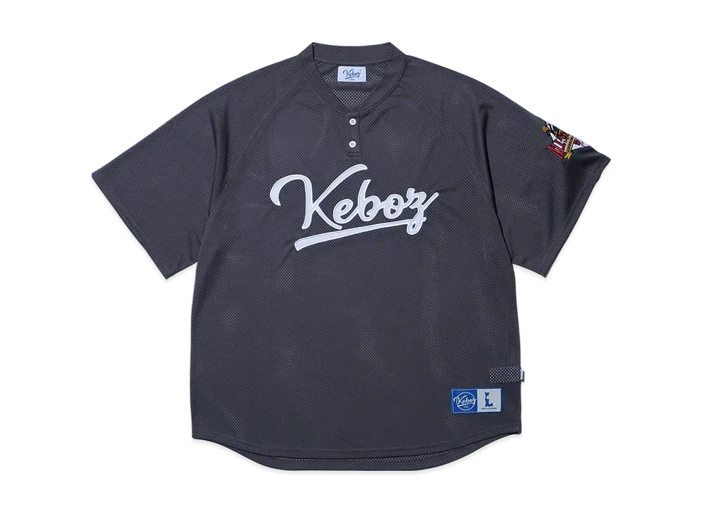 KEBOZ Icon Mesh Baseball Henley "Gray"