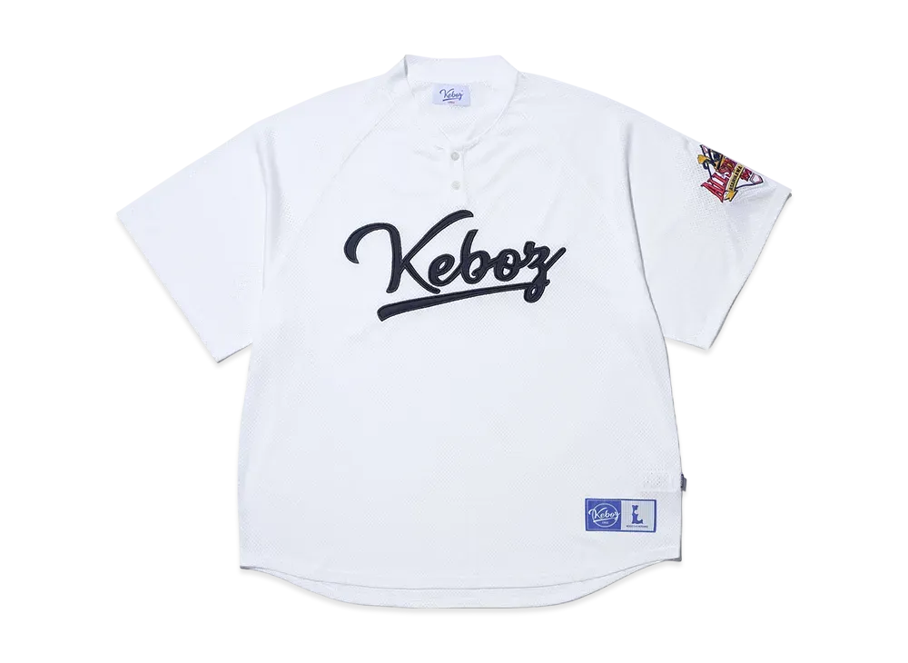 KEBOZ Icon Mesh Baseball Henley "White"