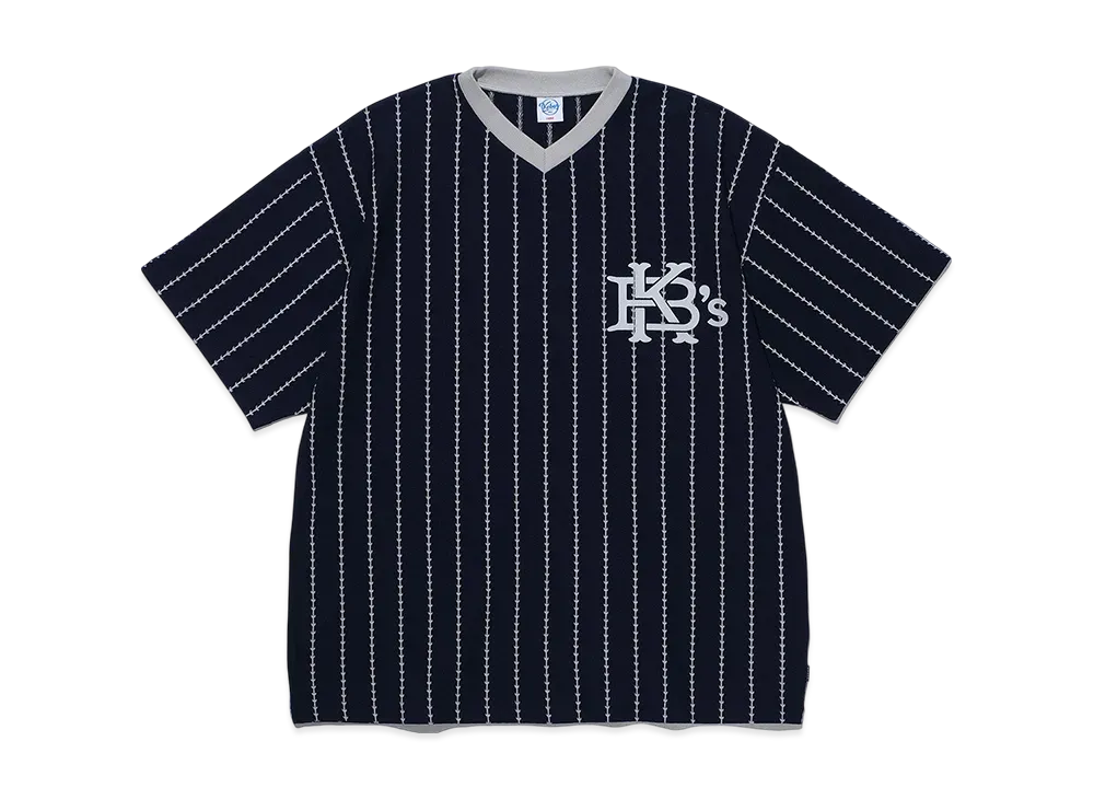 KEBOZ EFG Stripe V Neck S/S Tee "Navy"