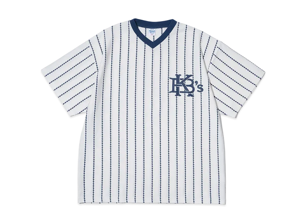 KEBOZ EFG Stripe V Neck S/S Tee "White"