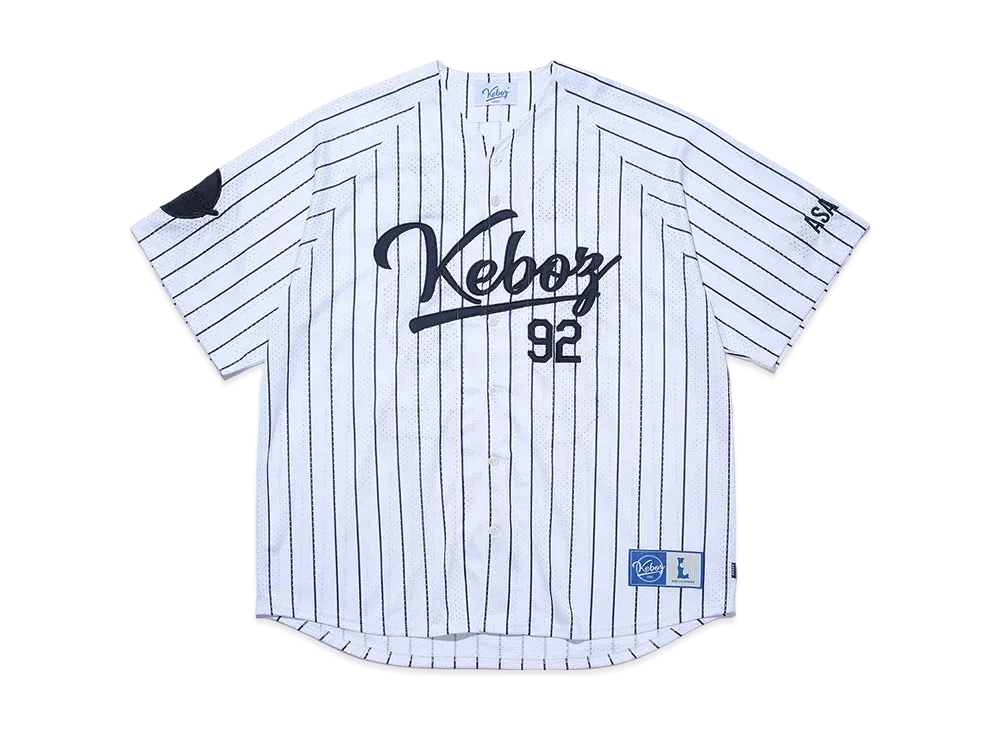 KEBOZ Mesh Stripe Baseball Jersey "White"