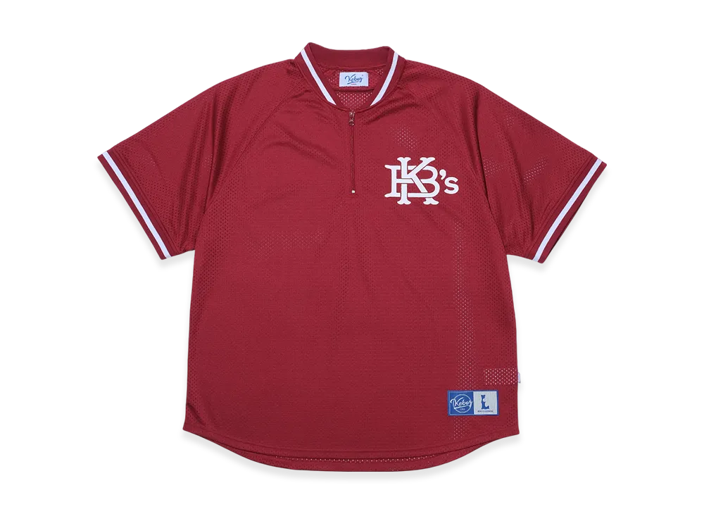 KEBOZ EFG Mesh Baseball Half Zip Jersey "Burgundy"