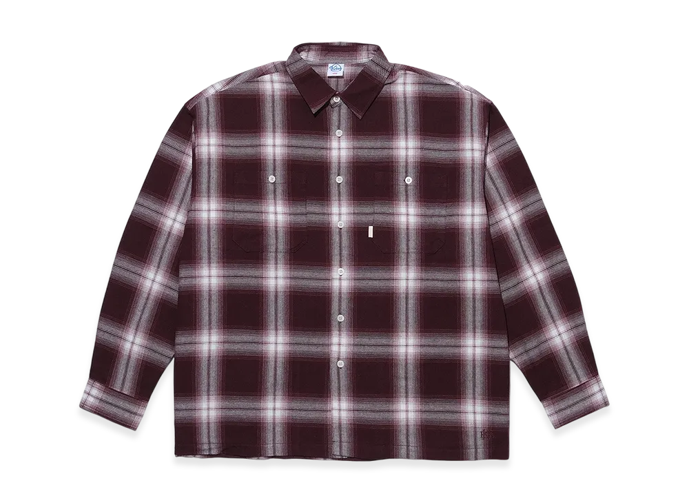 KEBOZ Ombre Check Shirt "Burgundy"