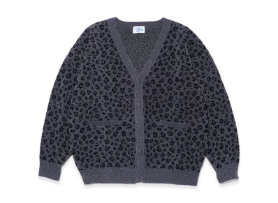 KEBOZ Mole Knit Leopard Cardigan "Dark Gray"