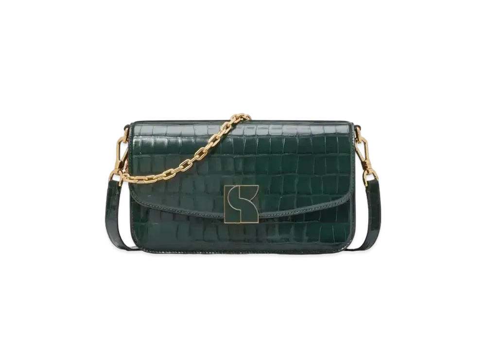 kate spade Dakota Croco Emboss Medium Convertible Shoulder Bag "Rock Garden"