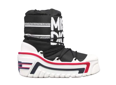Dior Women's DiorAlps Apres-Ski Boot Shiny Nylon Printed with Miss Dior Graffiti Motif "Black/White"
