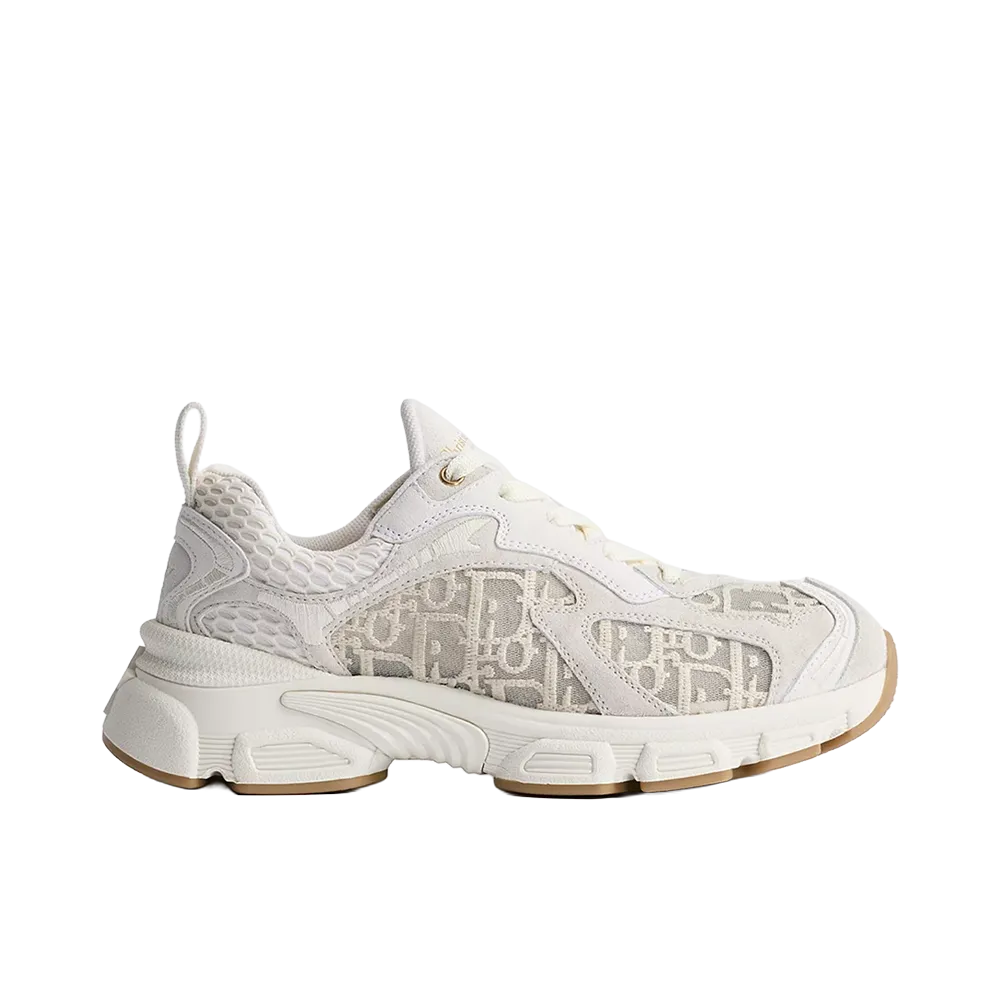 Dior Women's Vibe Sneaker Dior Oblique Embroidered Mesh and Suede Calfskin "White"