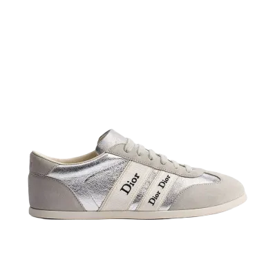 Dior Women's Ribbon Sneaker Suede Calfskin and Crinkled Lambskin "Gray"