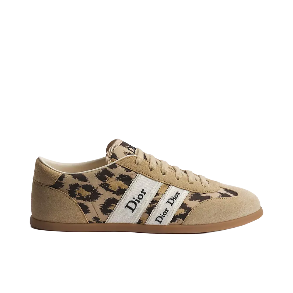 Dior Women's Ribbon Sneaker Suede Calfskin and Natural Mizza Print Fabric "Beige"