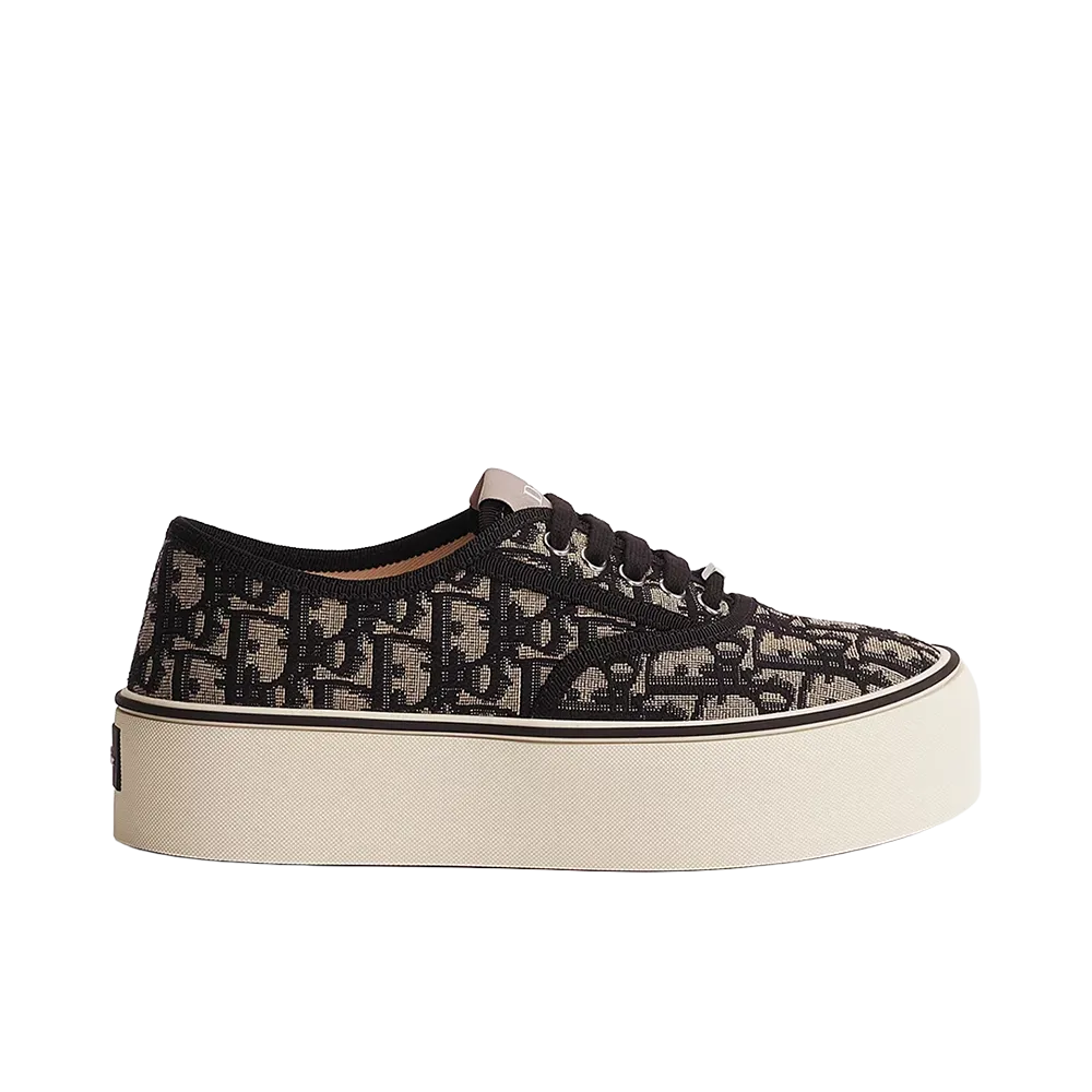 Dior Women's Saltwind Platform Sneaker Dior Oblique Embroidered Cotton "Beige/Blue"