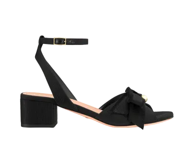 Dior Women's Adiorable Heeled Sandal Fringed Grosgrain "Black"