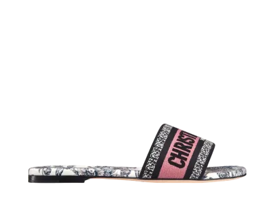 Dior Dway Slide Embroidered Cotton with Toile de Jouy Mexico Motif Nude/Multicolor