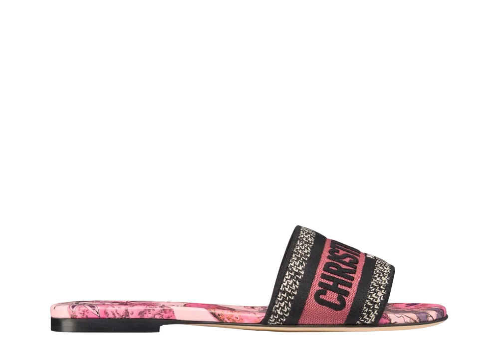 Dior Dway Slide Toile De Jouy Voyage Embroidered Cotton "Indy Pink/Multicolor"
